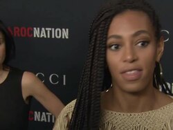 INTERVIEW: Solange on art and fashion. at the Gucci & RocNation Pre-GRAMMY Brunch at West Hollywood CA. (Footage by WireImage Video/GettyImages) Stock Footage