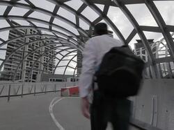 WS Pedestrian on webb bridge / Melbourne, Victoria, Australia  Stock Footage