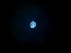 Moon behind transparent clouds at night Stock Footage