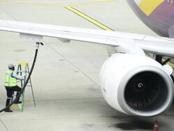 Fueling an airplane Stock Footage