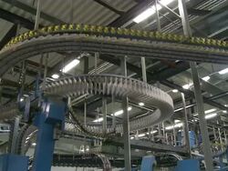 WS Conveyor belts at newspaper print office / Trier, Rhineland-Palatinate, Germany Stock Footage