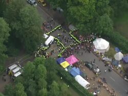 Protest at Cuadrilla Fracking Site Aerials News Clip
