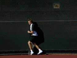 WS, MS, Young man playing tennis, Santa Barbara, California, USA Stock Footage