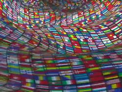 (Loop) Tunnel of World Flags Stock Footage