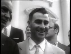 B/W close up of professional golfer, Jack Fleck / 1950's / SOUND Stock Footage