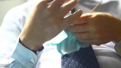 close up of businessman hands holding eyeglasses Stock Footage