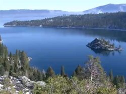 Lake Tahoe Emerald Bay inland vista in winter zoom Stock Footage