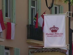 ATMOSPHERE Flag at the Monaco Royal Wedding: Preparations at Monaco . (Footage by WireImage Video/Getty Images Entertainment Video) Stock Footage