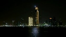 Abu Dhabi skyline at night Stock Footage