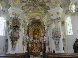 MS View of architecture in church / Wies, Bavaria, Germany  Stock Footage