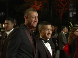 James Arthur, Jahmene Douglas at 'Skyfall' Royal World Premiere at Royal Albert Hall at Royal Albert Hall on October 23, 2012 in London (Footage by WireImage Video/Getty Images) Stock Footage