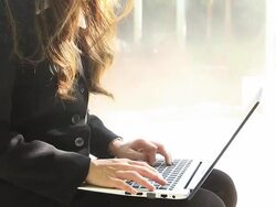 HD:Businesswoman working with notebook outdoor. Stock Footage