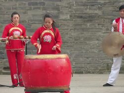 LS Chinese folk music-using various percussion instruments/xian,shaanxi,China Stock Footage