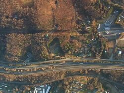 WS AERIAL Traffic moving on highway / North Carolina, United States Stock Footage