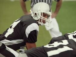 SLO MO, CU, PAN, American football players in action, Staten Island, New York, USA Stock Footage