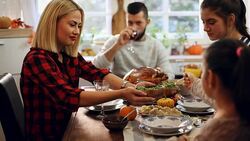 Families Have a Traditional Holiday Dinner Stock Footage