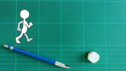 animated puppet walk on a desk Stock Footage