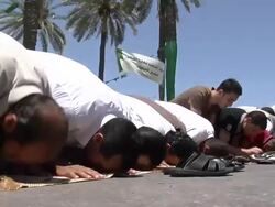 Muslims at prayer in Tripoli News Clip