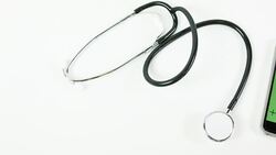 Stethoscope and Smart phone. Stock Footage