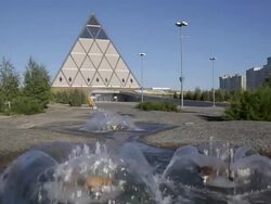 Central Asia, Kazakhstan, Astana, Palace of Peace and Reconciliation pyramid Stock Footage