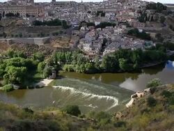HD Film tilt: Toledo ancient town Cityscape Spain Stock Footage