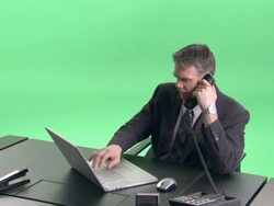MS, Businessman working at desk in studio Stock Footage