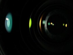 Front View of Lens Moving While Focus and Zoom. Stock Footage