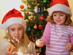 HD: Little girls Christmas fun Stock Footage