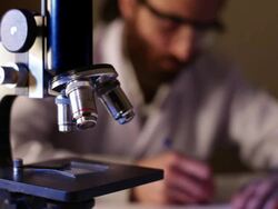 Scientist working at laboratory Stock Footage