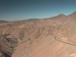 WS PAN Tichka mountain pass in Atlas with winding road / Tizi n Tichka, High Atlas, Morocco Stock Footage