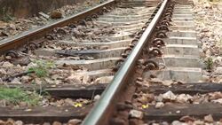 HD Dolly:Tracks that have a rusty old. Stock Footage