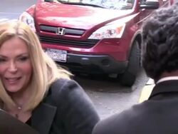 Char tries to give some predictions for the press as she departs 'Live with Regis & Kelly' in New York 11/01/11 (Footage by WireImage Video/Getty Images Entertainment Video) Stock Footage