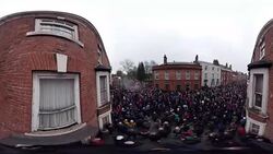 Ashbourne Shrovetide Football Match 2018 Stock Footage