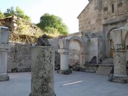 Haghartsin monastery, the vestibule of Saint Astvatsatsin church Stock Footage