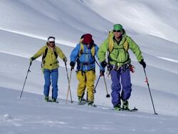 SLOW-MO: Ski Touring In Alaska Stock Footage