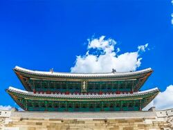 MS T/L Shot of Sungnyemun Gate (No.1 Korean National Treasure) / Seoul, South Korea  Stock Footage