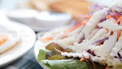 Helianthus tuberosus salad healthy breakfast for weight loss. Stock Footage