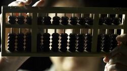 Slow Motion of Accountant Using Traditional Maths Tool Abacus Stock Footage