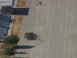 MS AERIAL ZI Shot of Marine Corp Recruit Depot / South Carolina, United States Stock Footage