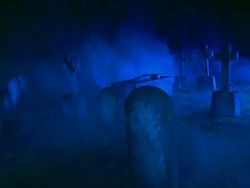 HD CRANE: Abandoned Cemetery Shrouded In Fog Stock Footage