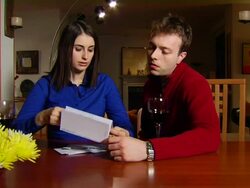 Paying Bills JM - Jib Side 1 Stock Footage