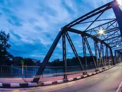 Night View of iron Bridge in Chiang mai Thailand Stock Footage