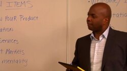 CU, PAN, Three businesspeople talking in conference room Stock Footage