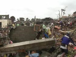 Typhoon Haiyan Storm Surge Destruction In Tacloban City Stock Footage