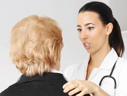 Young  nurse with her senior female patient. Stock Footage