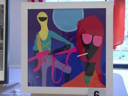 ATMOSPHERE: signage and art at "Block Party 2012" Hosted By The Horticultural Society of New York Stock Footage