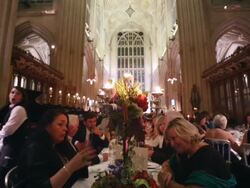 100 People Attend A Banquet In Bath Abbey Stock Footage