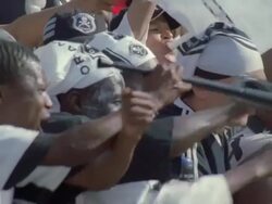 Close up of excited Orlando Pirates fans Stock Footage