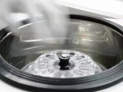 Laboratory blood centrifuge. Stock Footage