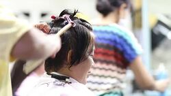 Hairstyle the back of the customer head Stock Footage